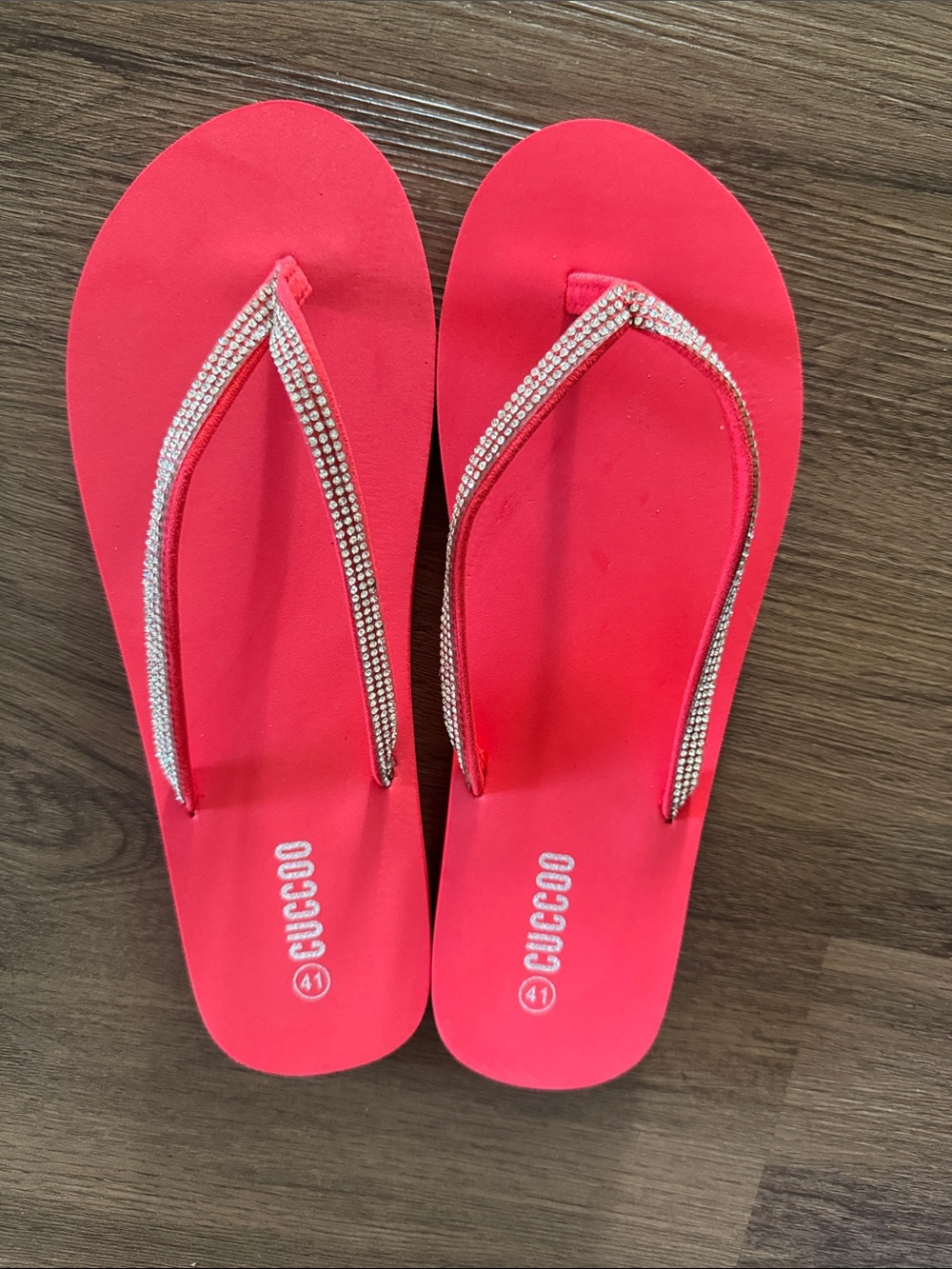 Red Rhinestone Strap Women's Flip Flop Sandals